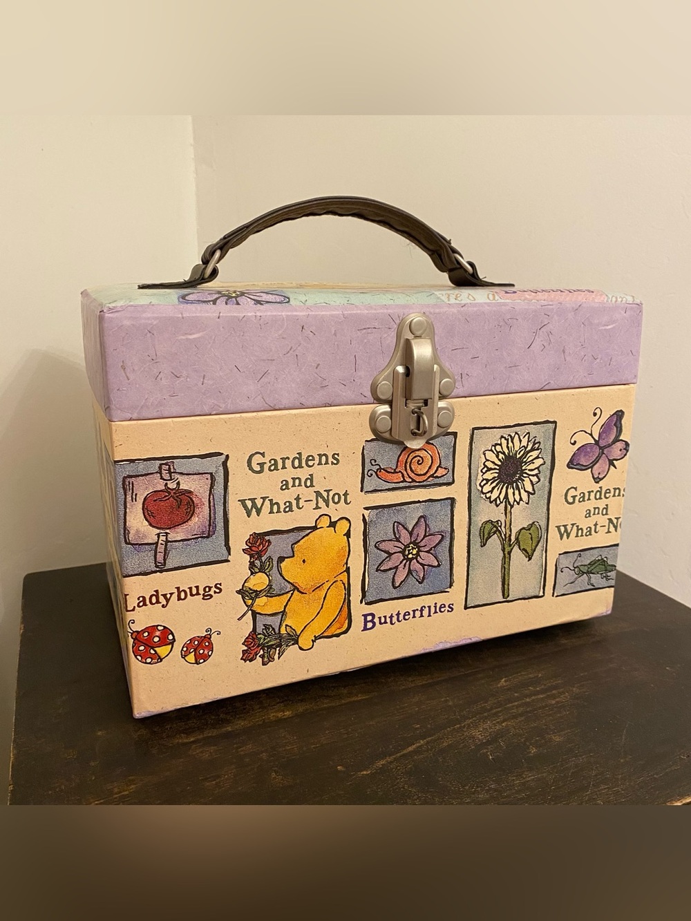 Vintage Disney Winnie-the-Pooh Large Jewelry Trinket Keepsake Box w/Mirror EUC